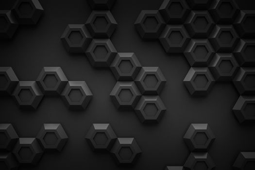 black hexagon Honeyomb modern technology black abstract 3d  background