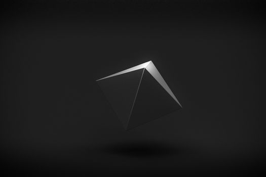 black pyramid levitation on black background 3d rendering