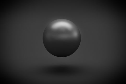 black sphere levitation on black background 3d rendering