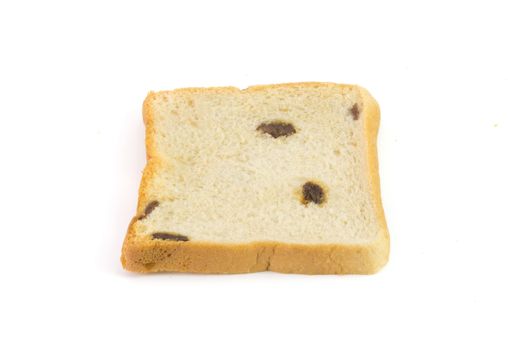 raisin bread isolated on white