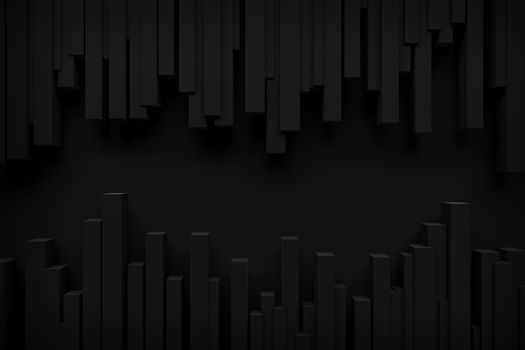 abstract black spike rhythm wave background 3d rendering