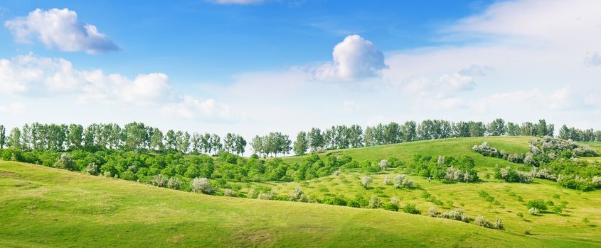 Mountainous terrain and the blue sky