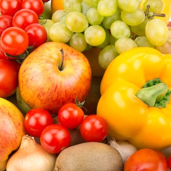 bright background of  fruit and vegetables