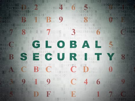 Security concept: Painted green text Global Security on Digital Data Paper background with Hexadecimal Code