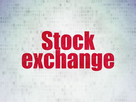 Finance concept: Painted red word Stock Exchange on Digital Data Paper background