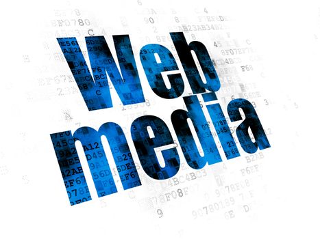 Web development concept: Pixelated blue text Web Media on Digital background
