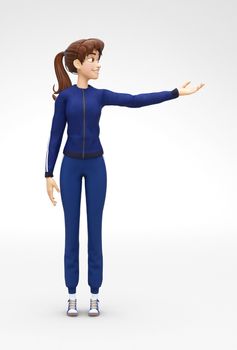 3D Rendered Animated Character in in Athletic Gym Sweat Suit, Isolated on White Spotlight Background
