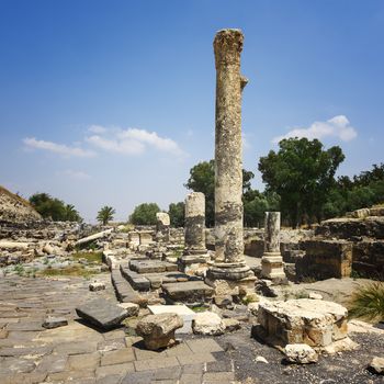 Ruins of the ancient Roman city Bet Shean, Israel