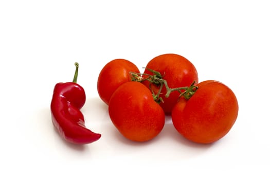 a group of tomato with pepper, isolated