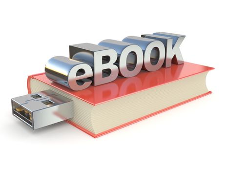 eBook metal red book. 3D render illustration isolated on white background