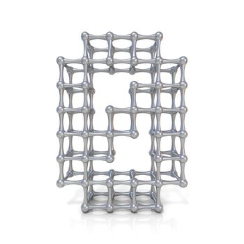 Metal lattice digit number ZERO 0 3D render illustration isolated on white background
