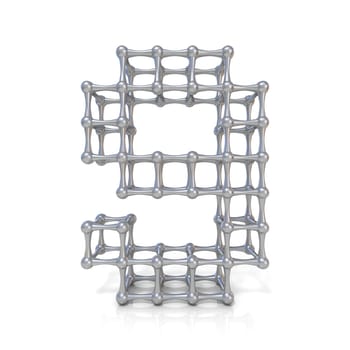 Metal lattice digit number NINE 9 3D render illustration isolated on white background