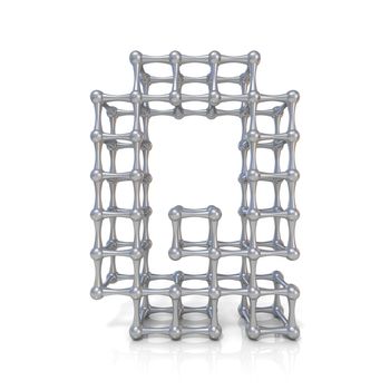 Metal lattice font letter Q 3D render illustration isolated on white background
