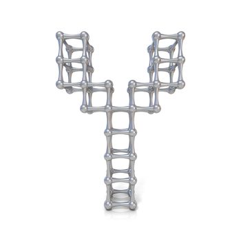 Metal lattice font letter Y 3D render illustration isolated on white background