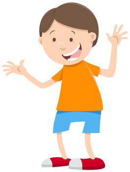 Cartoon Illustration of Happy Boy Child Character