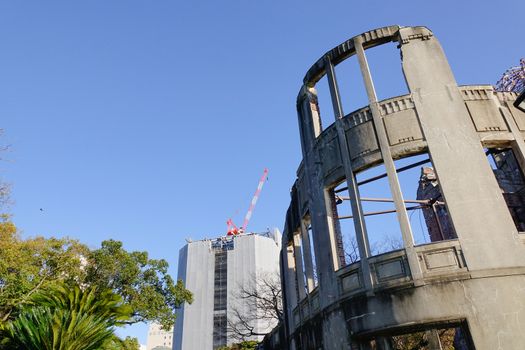 View of the Atomic Bomb Dome name Genbaku Dome. It is the Nuclear memorial in Hiroshima, Japan.