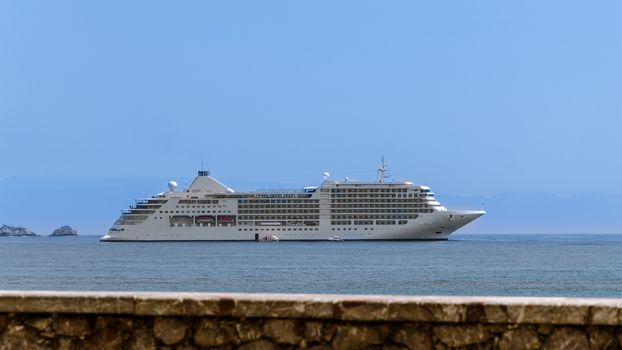 Cruise ship anchored off the Bay of Taormina (Italy)