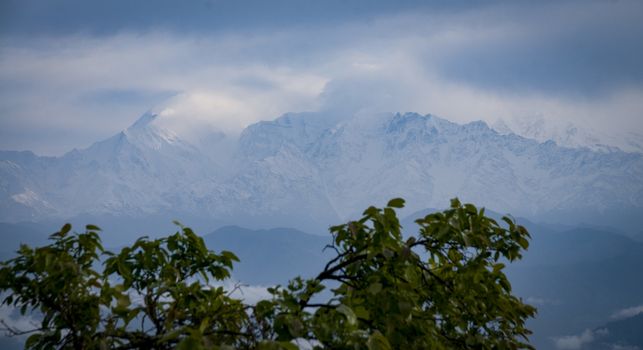 A view to the Himalayas from Almora in India
