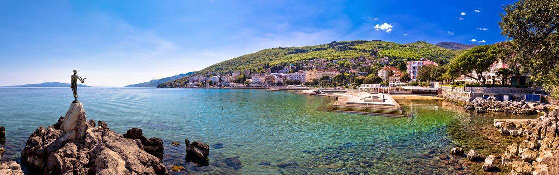 Adriatic town of Opatija waterfront panoramic view, tourist destination in Kvarner bay, Croatia