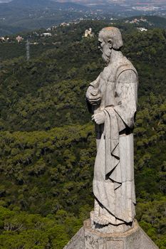 The statue on the tower of the Church of the Sacred Heart