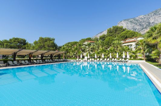 Swimming pool with water in the open air