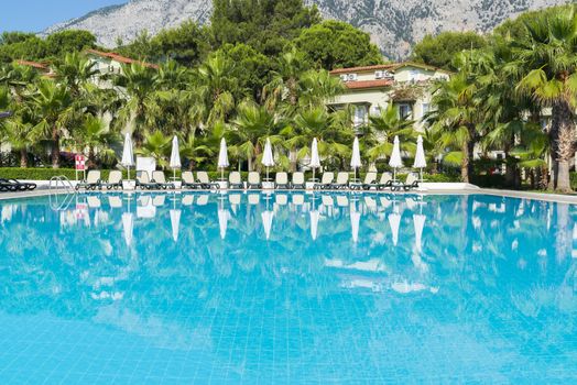 Swimming pool with water in the open air