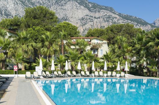 Swimming pool with water in the open air