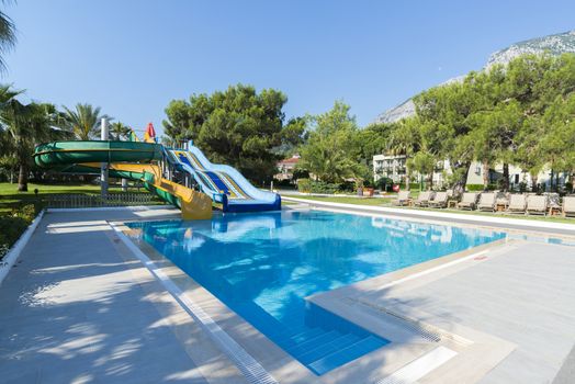 Swimming pool with water in the open air