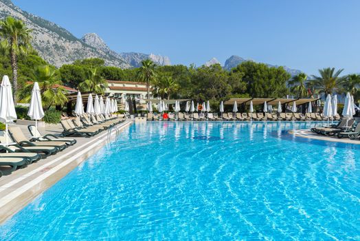 Swimming pool with water in the open air