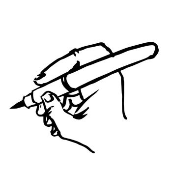 freehand sketch illustration of writting hand with pen doodle hand drawn
