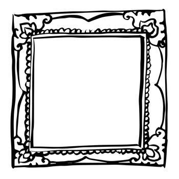 freehand sketch illustration of vintage frame doodle hand drawn