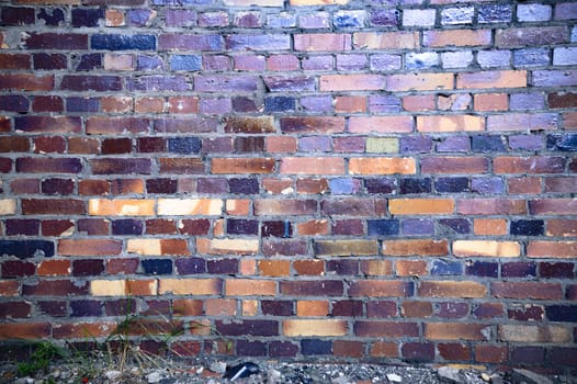 wide angle view of an old wall abandoned factory building