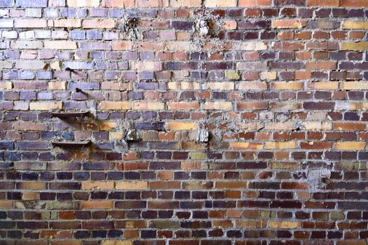 wide angle view of an old wall abandoned factory building