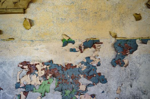 wide angle view of an old wall abandoned factory building