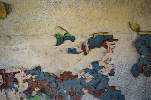 wide angle view of an old wall abandoned factory building