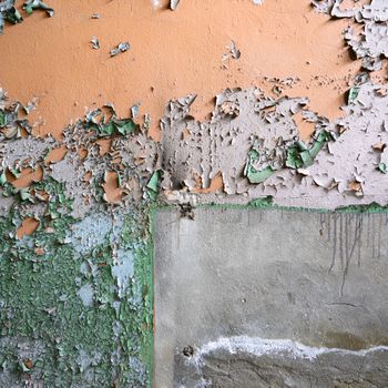 wide angle view of an old wall abandoned factory building