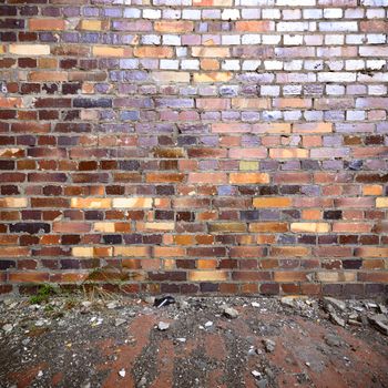 wide angle view of an old wall abandoned factory building