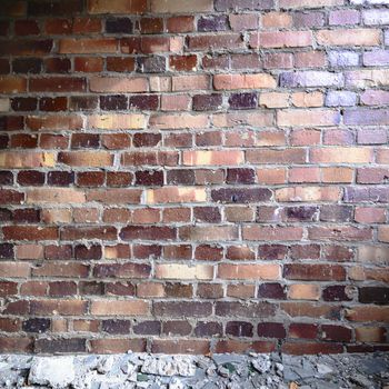 wide angle view of an old wall abandoned factory building