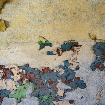 wide angle view of an old wall abandoned factory building