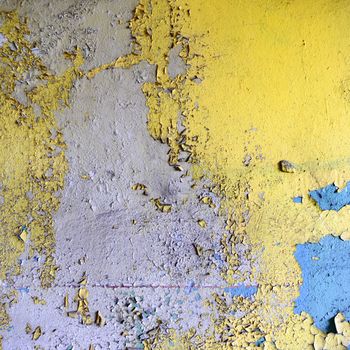 wide angle view of an old wall abandoned factory building