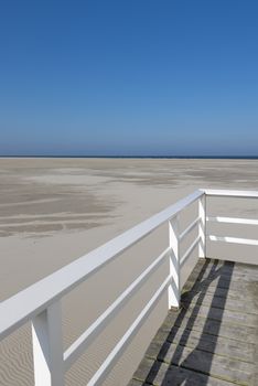 Famous sea cottage on the sandbar the Vliehors on the wadden Island Vlieland in the Netherlands
