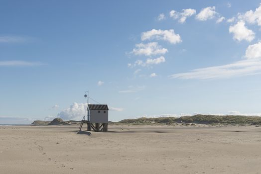 Famous authentic wooden beach hut, for shelter, on the island of Terschelling in the Netherlands.
