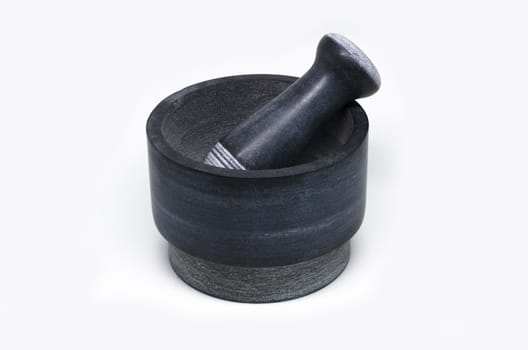 Stone Mortar with Pestle on white background