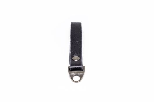 Leather keychain on a white background