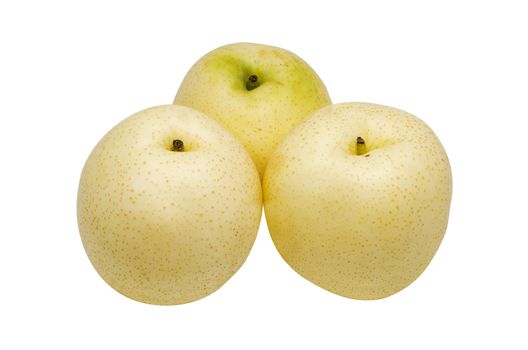 Asian pears in group isolated on the white background clipping path
