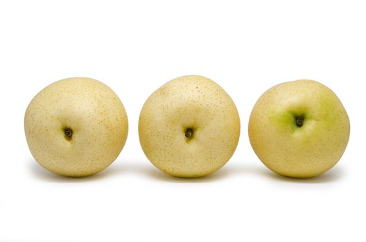 Chinese pears group isolated on white background