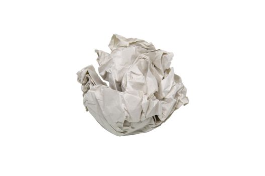 crumpled brown paper ball isolated clipping path