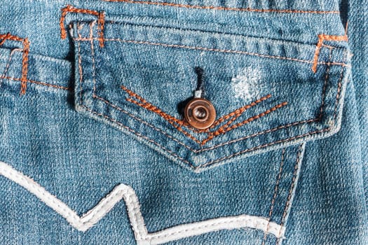 Jeans close-up, old, pocket back, front, crumpled, ragged
