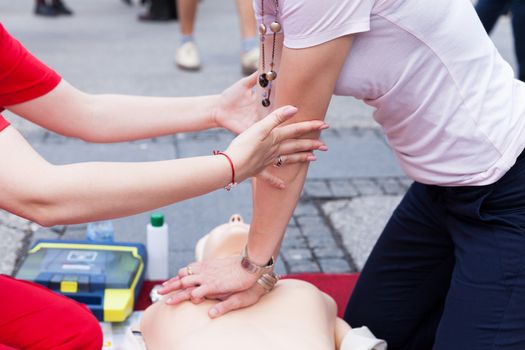 Cardiopulmonary resuscitation - CPR training. Cardiac massage training.