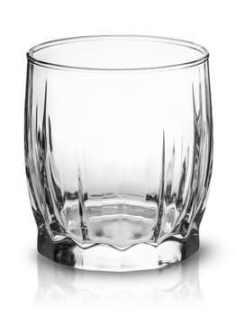 Empty glass for scotch whiskey top view isolated over white background